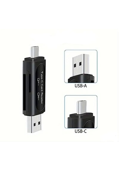 E-kervan 4'ü 1 Arada Kart Okuyucu Type-c Ve Usb Çift Protokol Mikro Sd/tf Hafıza Kartı Kart Okuyucu