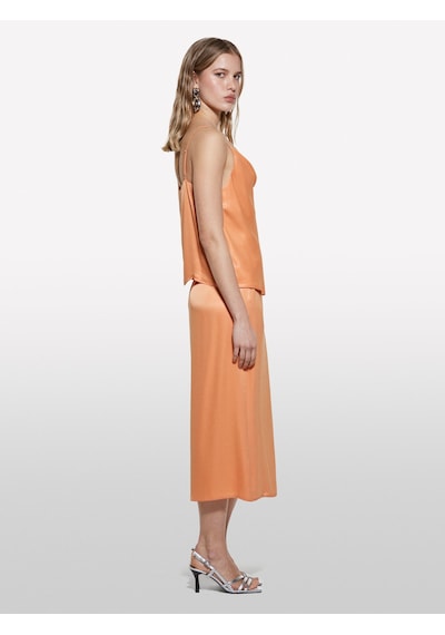 Sisley %100 Viskoz Saten Degaje Yaka Askılı Üst Kadın Turuncu Bluz - 325p52bzlh01n