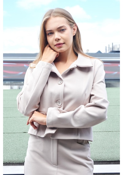 Kadın Likralı Kaşe Kumaş Yakalı Cep Kapaklı Uzun Kol Düğmeli Kısa Blazer Ceket Kaban-şampanya Şampanya Kadın Likralı Kaşe Kumaş Yakalı Cep Kapaklı Uzun Kol Düğmeli Kısa Blazer Ceket Kaban-şampanya Şampanya