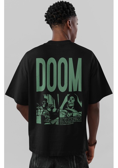Doctor Doomsday Film Kahramanı Sırt Baskılı Unisex Oversize Tişör Siyah