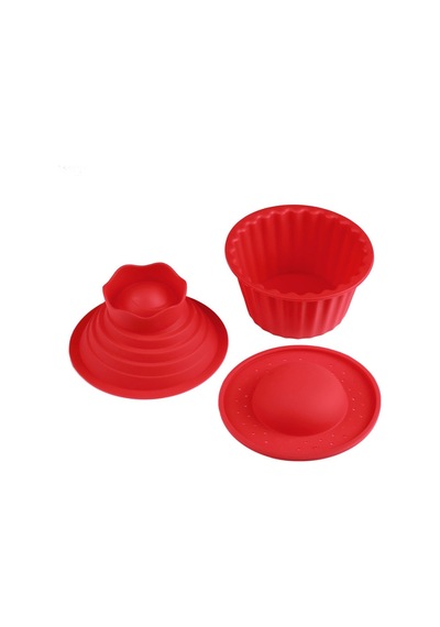 3pcs Dev Büyük Silikon Kek Kek Kalıbı Üst Cupcake Fırın Seti Pişirme Kalıbı Renk: Kırmızı Çok Renkli