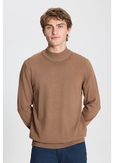 AC&Co / Altınyıldız Classics Erkek Vızon Standart Fit Normal Kesim Yarım Balıkçı Yaka Triko  Kazak Vizon
