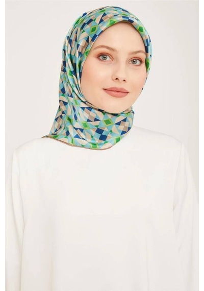 Armine Sura İpek Eşarp Yeşil, Lacivert 9045-s31