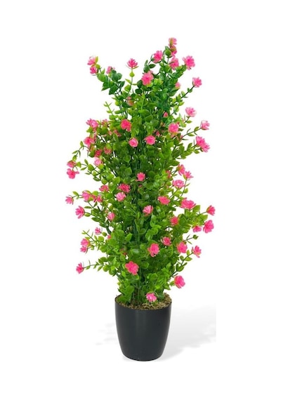 Yapay Çiçek Siyah Saksıda Pembe Mineli Şimşir Ağacı 55cm