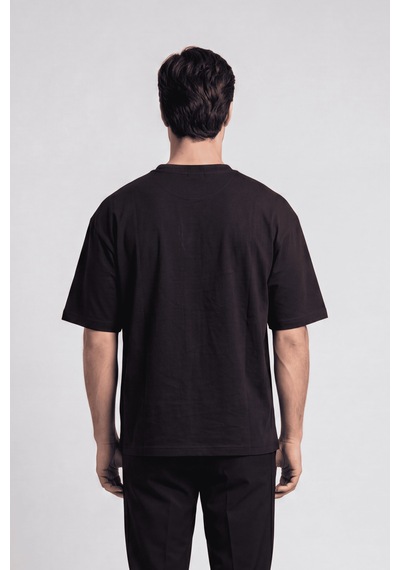 Black Nova Oversize Baskılı Unisex %100 Pamuk T-shirt Dapper Siyah