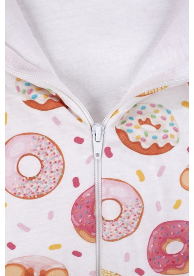 Bebegen Kız Çoçuk Fuşya Biyeli Pembe Donut Desenli Uyku Tulumu Çok Renkli