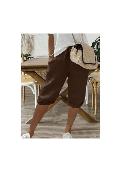 Cool Tarz Kadın 3lü Set Siyah Beyaz Kahverengi Beli Lastikli Rahat Kesim Kapri Şort Beyaz - Siyah - Kahverengi Beyaz - Siyah - Kahverengi