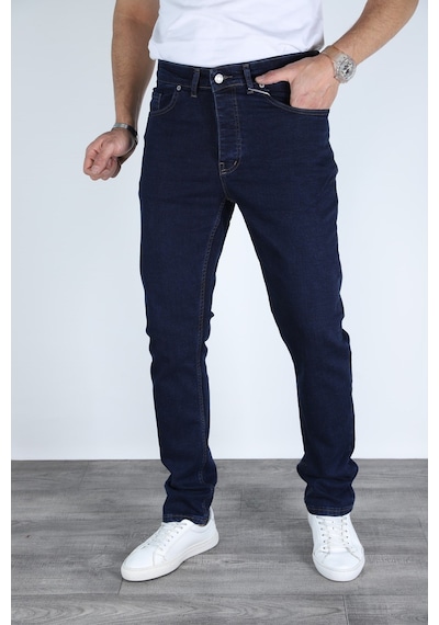 Myrab Denim Erkek Lacivert Regular Fit Rahat Kesim Denim Kot Pantolon - Esnek Likralı Jeans