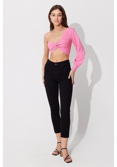Sherin Pembe Tek Omuz Balon Kol Crop SWK4605PE-PEMBE