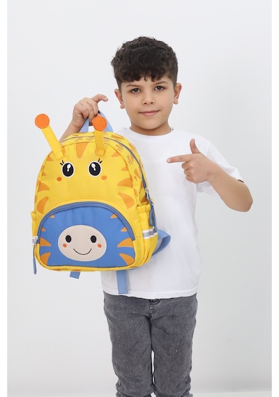 Anaokulu Kız Erkek Çocuk Sırt Çantası Sevimli Hayvan Figürlü Sarı Mavi Zürafa Desenli