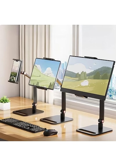 Evrensel Tablet,telefon Ve Monitör Standı-360 Döner Masa Üstü Ekran Tutucu-metal Gövde
