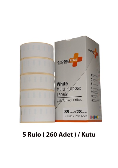 Ecotagplus Dymo Muadili Etiket - 89 Mm X 28 Mm - 5 X 260 Adet - Eko Paket - 99010 1
