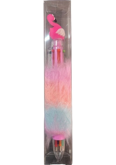6 Renkli Flamingo Peluş Tükenmez Kalem Çok Renkli