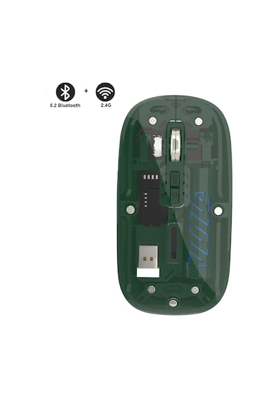 Şeffaf Ultra Hassas Kablosuz Şarjlı Mouse 9 Farklı Renk Dpı Ayarı 100 Saat Üzeri Şarj Süresi Koyu Yeşil 001