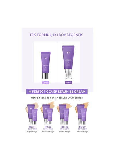 Yaşlanma Karşıtı Bakım Ve Aydınlık Görünüm Sunan M Perfect Cover Serum Bb Cream Spf50+/pa++++ No:21