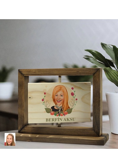 Bk Gift Kişiye Özel Anneler Günü Karikatürlü Doğal Ahşap Dönen Fo