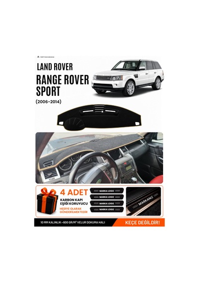 Land Rover Range Rover Sport 2005-2013 Uyumlu Torpido Örtüsü, Torpido Kılıfı - Siyah Bej