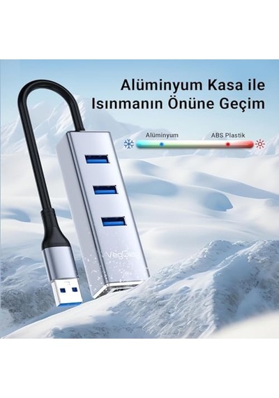 Usb Ve Type-c Gigabit Ethernet Adaptörü 3 Port Usb 3.0 Çoklayıcı Hub