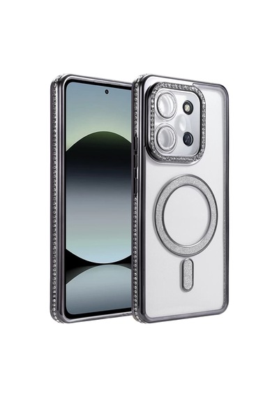 Newface Xiaomi Redmi 15c 4g Joke Simli Magneticsafe Kılıf - Siyah Şeffaf Diğer