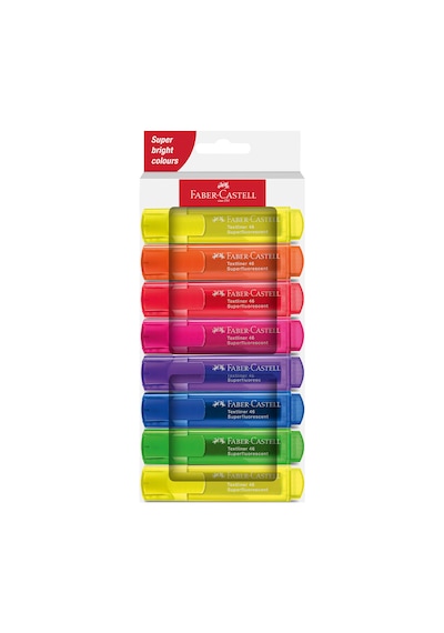 Faber-Castell Fosforlu Kalem Seti 8’li, Şeffaf Gövde, 7 Farklı Renk, Yeniden Doldurulabilir, Çok Renkli