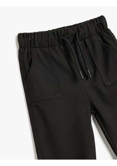 Koton Jogger Pantolon Beli Bağlamalı Cepli Siyah 5smb40033tw Siyah
