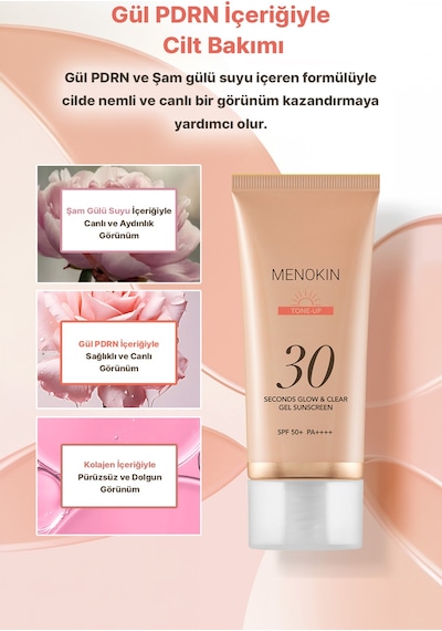 Ton Eşitleyici Jel-krem Dokulu Güneş Kremi Menokın 30 Seconds Glow & Clear Gel Sunscreen Tone Up