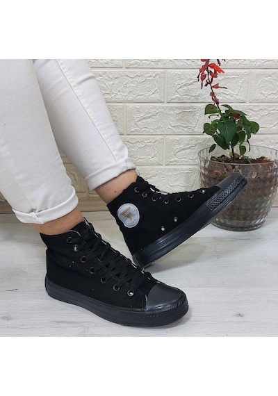 Fiyra 555 Siyah-siyah Uzun Unisex Sneaker Keten Spor Ayakkabı 001