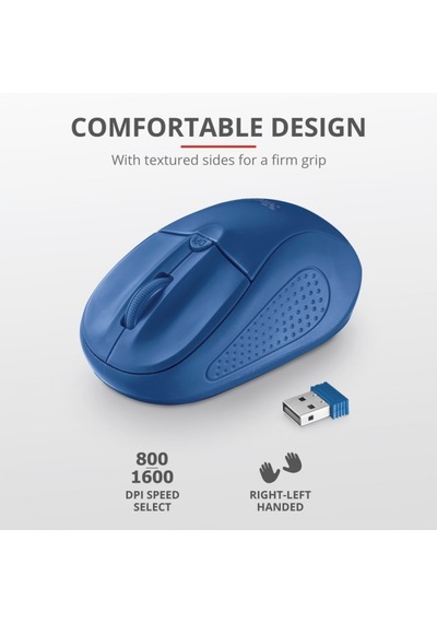 TRUST PRİMO 20786 USB 1600 DPI MAVİ KABLOSUZ  MOUSE