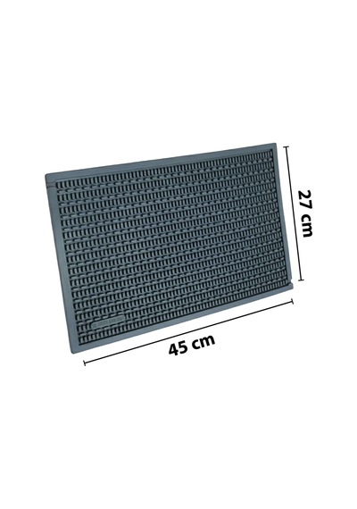 Zq Polimer 45x27 Cm Kauçuk Bar Mat, Bulaşık Kurutma Matı, Tencere Altlığı, Cam Kenarı Saksı Altlığı Siyah