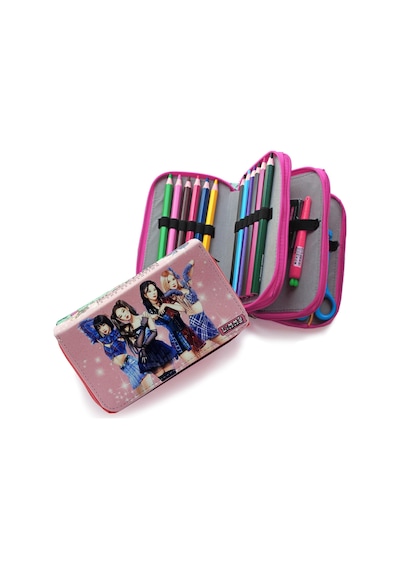 Kalem Kutusu Black Pink Blink Organizer Kalemkutu Vegan Deri Üç Bölmeli Kalemlik