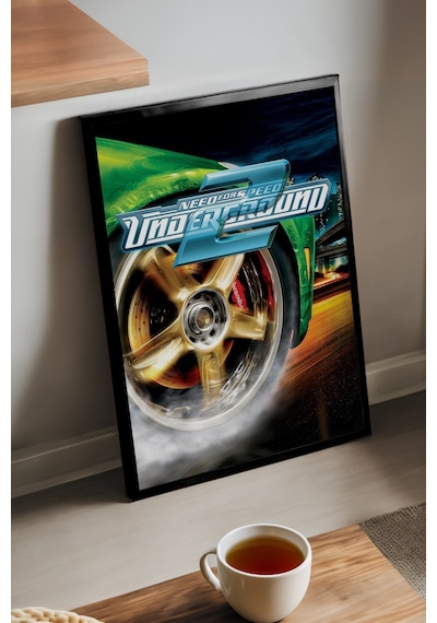 Need For Speed Underground Siyah Ahşap Çerçeveli Poster, Dekoratif Oyun Duvar Tablosu