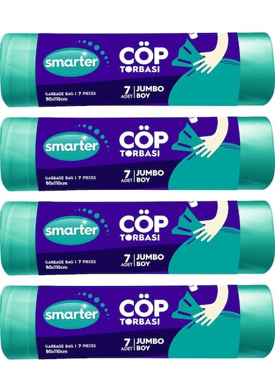 Smarter 4'lü Jumbo Boy Çöp Torbası 80 x 110 CM Çöp Poşeti