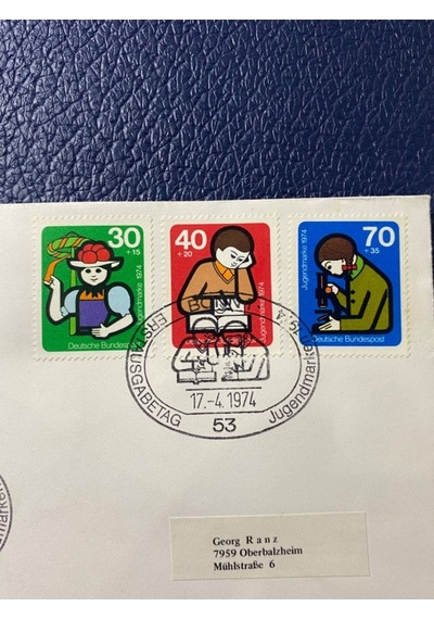 Almanya Özel Damgalı İlk Gün Zarfı Jugendmarken 1974 Erstausgabetag Deutschland Brd