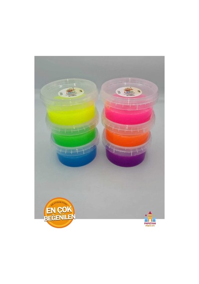 1 Adet Hazır Slime Yuvarlak Kutu - Renkli Ve Eğlenceli Slime Keyfi İçin Pratik Çözüm Çok Renkli