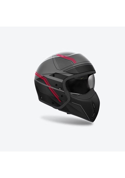 Airoh J 110 Slim Motosiklet Kaskı Mat Gri - Kırmızı
