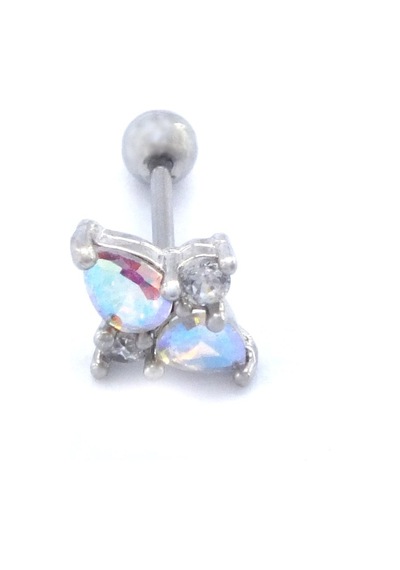 Ferizz 316l Çelik Zirkon Taşlı Şekilli Piercing Prc-185 Gümüş