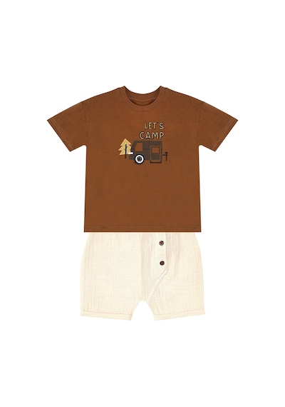 Denokids Erkek Bebek Çocuk Müslin Şort T-shirt Takım Çok Renkli