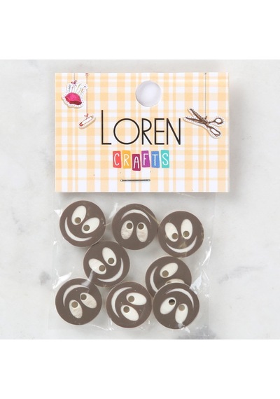 Loren Crafts 8 Li Gülen Yüz Kahve Düğme - 0520