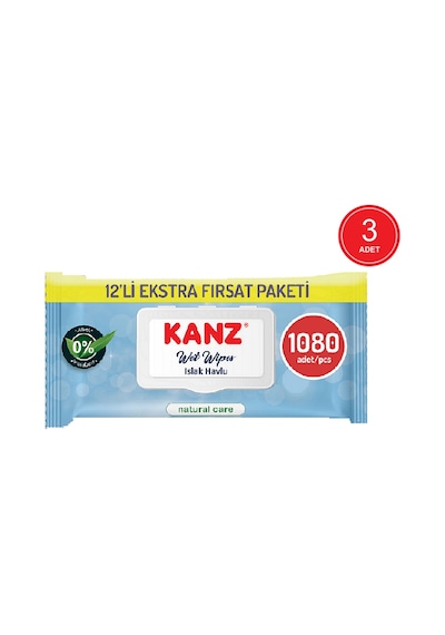 Kanz Natural Care Islak Mendil 3'Lü Paket 270 Yaprak