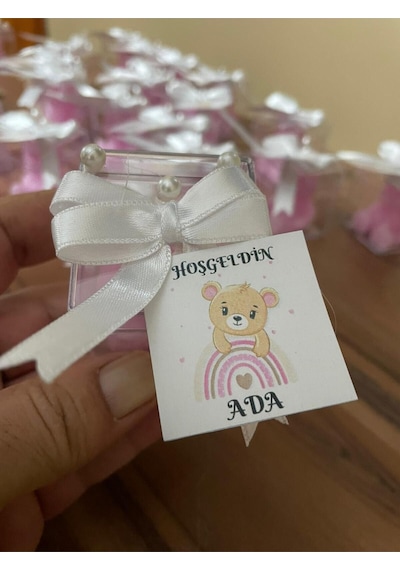Bernami Mumluk Şamdanpinterest 10 Adet İnci Süslemeli Mika Kutulu Ayıcıklı Mum Düğün, Nikah, Söz, Kına, Sünnet, Doğum, Baby Shower Diğer