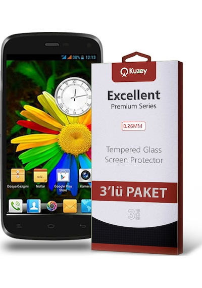 General Mobile Discovery E3 ile Uyumlu Kırılmaz Cam Ekran Koruyucu Ekonomik 3'lü Paket