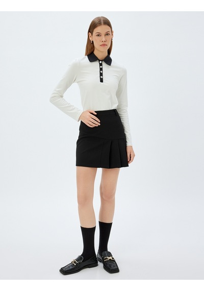 Koton Polo Yaka Tişört Renk Kontrastlı Düğmeli Uzun Kollu Pamuklu Slim Fit Beyaz 5wak50015uk Beyaz Koton Polo Yaka Tişört Renk Kontrastlı Düğmeli Uzun Kollu Pamuklu Slim Fit Beyaz 5wak50015uk Beyaz