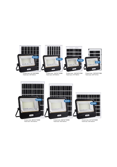 500w Solar Led Projektör Bahçe Aydınlatması Güneş Enerjili, Kumandalı