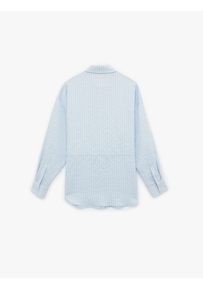 Koton Modal Kumaş Uzun Kollu Bağlama Detaylı Oversize Tunik Gömlek Mavi Çizgili 6sak60180pw Mavi Çizgili