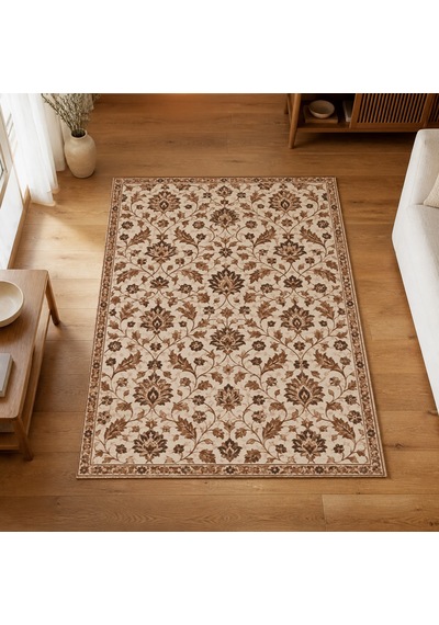 Kartela Halı Madalyonsuz Vintage İran Desenli Halı Bakır Kaymaz Taban Makinede Yıkanabilir 60x90 Cm