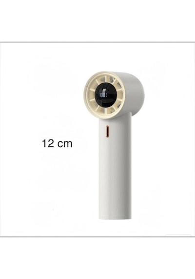 Mini Taşınabilir Turbo El Fanı Yüksek Hızlı, Akıllı Dijital Ekran, Usb-c Şarj Edilebilir, Kompakt, Modern Ekru