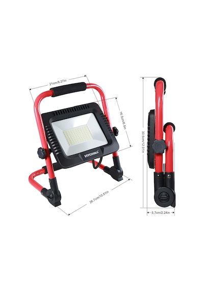 Led Şantiye Projektörü, 50 W, Hychıka Led Projektör, 5500 Lm, 6500 K, Su Geçirmez Ip65 Çalışma Lambası, Döndürülebilir, 3 M Fişli Kablo, Atölye, Şantiye İçin