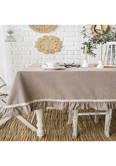 Dnc Home Tekstil Premium Keten Sütlü Kahve Özel Seri Masa Örtüsü Sütlü Kahve
