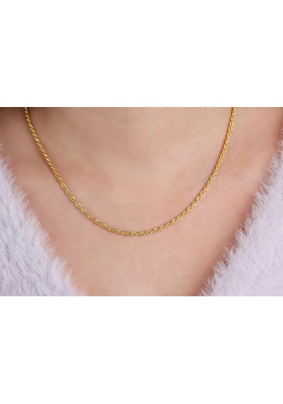 Glorria Gümüş 2 Mm Halat Burgu Zincir Kolye Sarı
