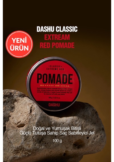 Doğal & Yumuşak Bitişli Güçlü Tutuşa Sahip Saç Sabitleyici Jel Dashu Classic Extreme Red Pomade 100g